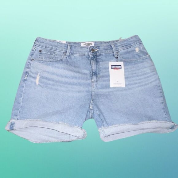 NWT Plus Size Denzin by Levi’s Mid Rise Cuffed Denim Shorts Size 14 Waist 32 #15 - Picture 1 of 4